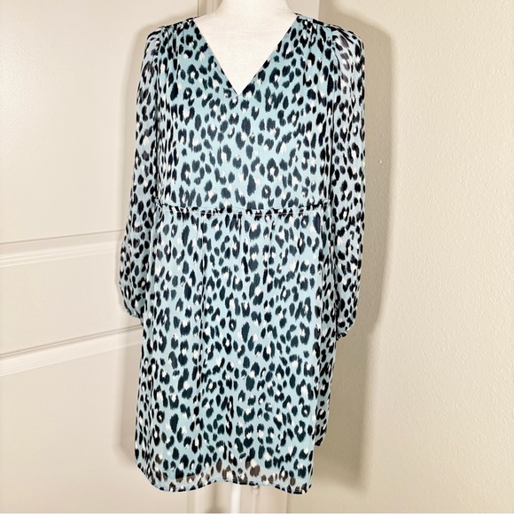 NWT LOFT Leopard Print Long Sleeve Dress Size Petite Small - Picture 2 of 6